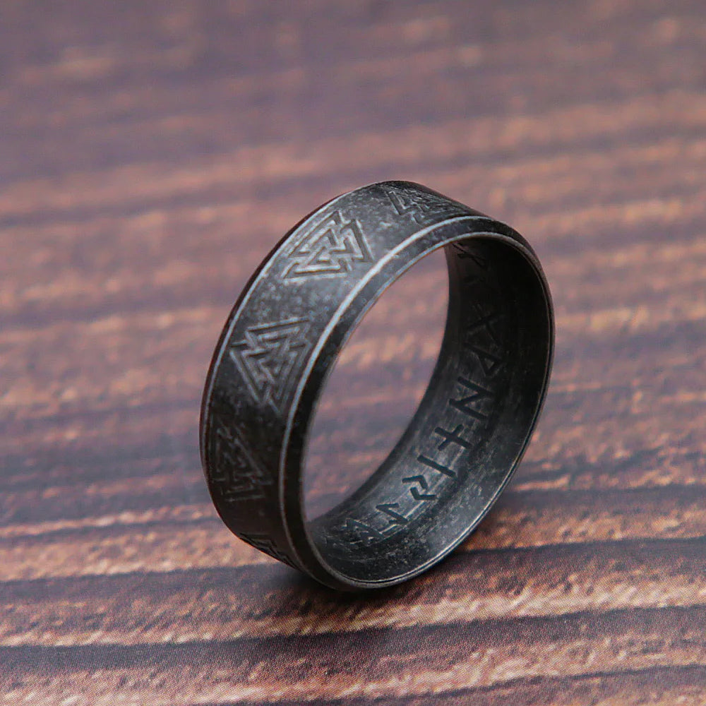 Mode Retro Viking Rune Ring für Männer Frauen 316L Edelstahl Odin Brief Ringe Paar Einfache Amulett Schmuck Geschenke Großhandel