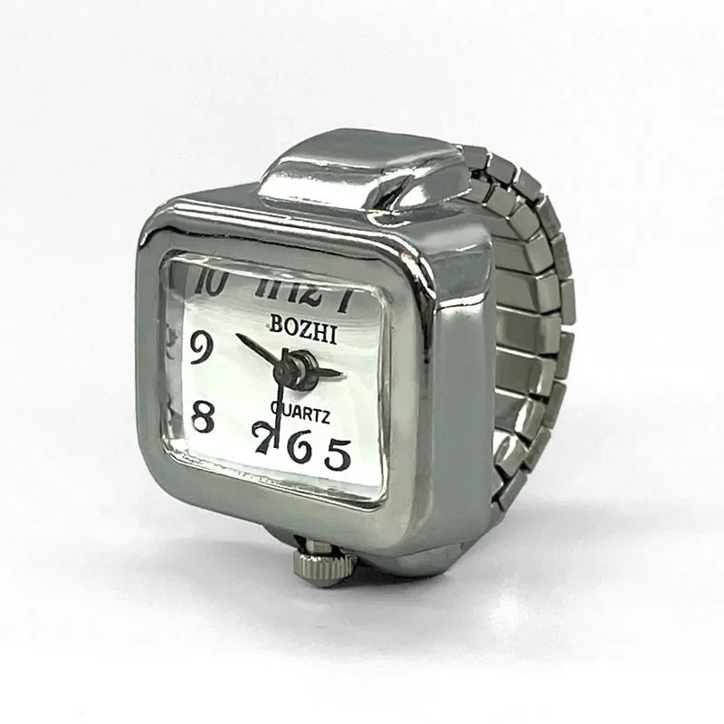 Vintage Punk Finger Uhr Mini Gummiband Legierung Uhren Paar Ringe Schmuck Uhr Retro Römischen Quarzuhr Ringe Frauen Männer