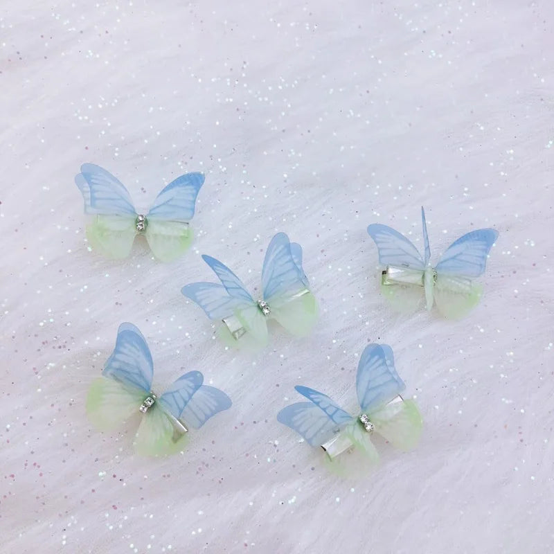 5PCS Neue Nette Prinzessin Mesh Doppel-schicht Schmetterling Schöne Mädchen Haarnadeln Kinder Headwear Hairgrip Haar Clips Haar zubehör