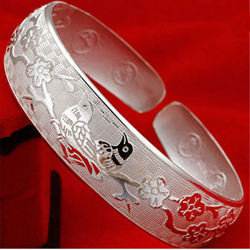 Neue 925er Sterlingsilber, original romantische Gypsophila-Stern-Armreifen für Damen, Armbänder, Mode, Party, Hochzeit, Accessoires, Schmuck