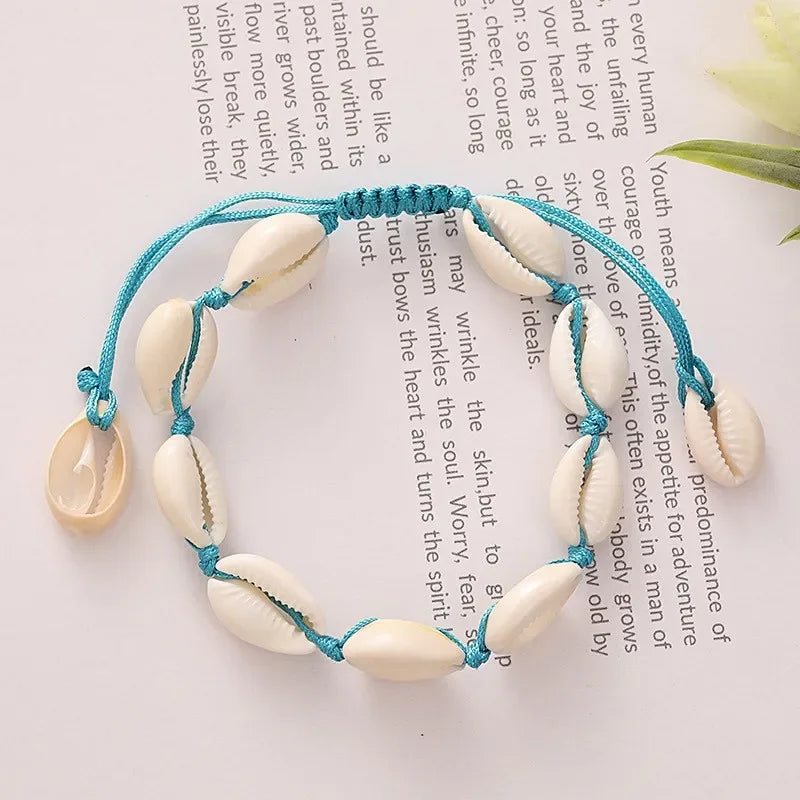 Böhmisches Imitation Muschelperlen-Armband für Frauen, Seestern, Schildkröte, gewebtes Seil-Armband, handgefertigt, Freundschaft, Strand, Urlaub, Schmuck