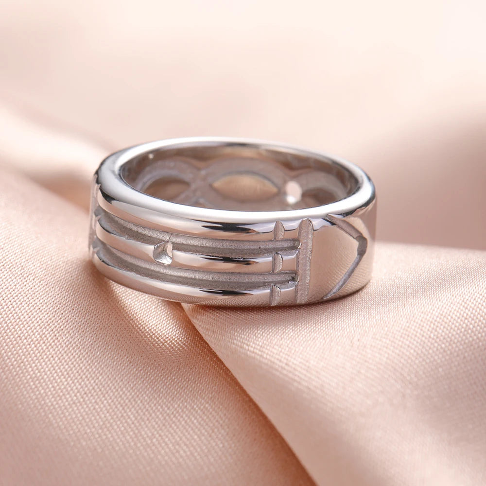 Teamer Amulett Atlantis Ring Edelstahl Breite Mode Minimalistische Ringe für Männer Frauen Paar Hochzeitstag Schmuck Geschenk