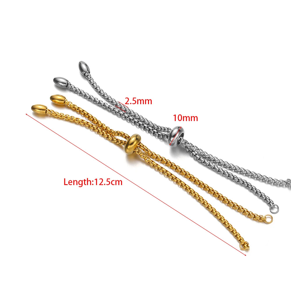 3 Teile/los Vergoldet Edelstahl Einstellbare Armbänder Schieber Ketten für Frauen Mann Armband Schmuck Party Hochzeiten Geschenke Groß