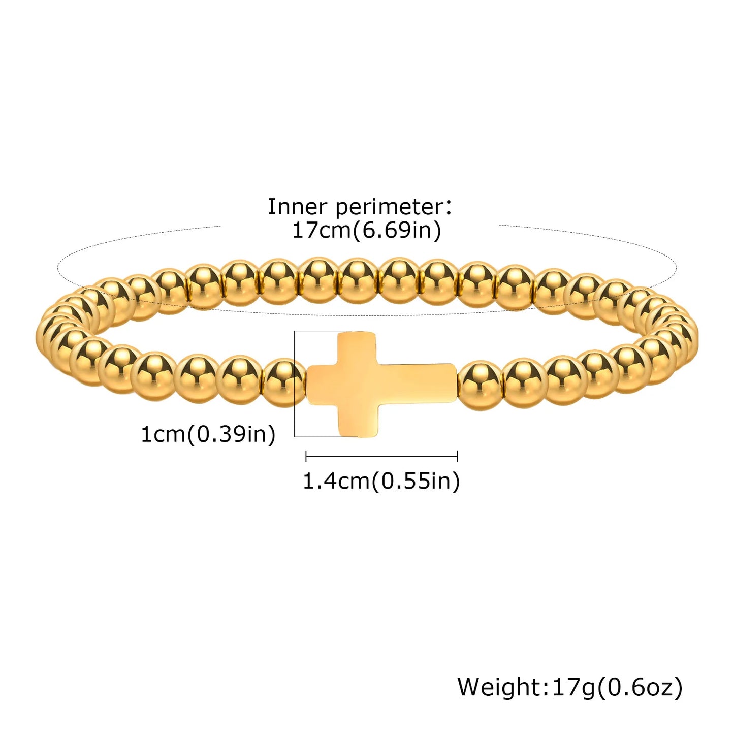 Vnox elastisches, verstellbares, vergoldetes Perlenarmband für Damen, minimalistischer, stapelbarer Edelstahl-Perlenketten-Schmuck im Ins-Stil