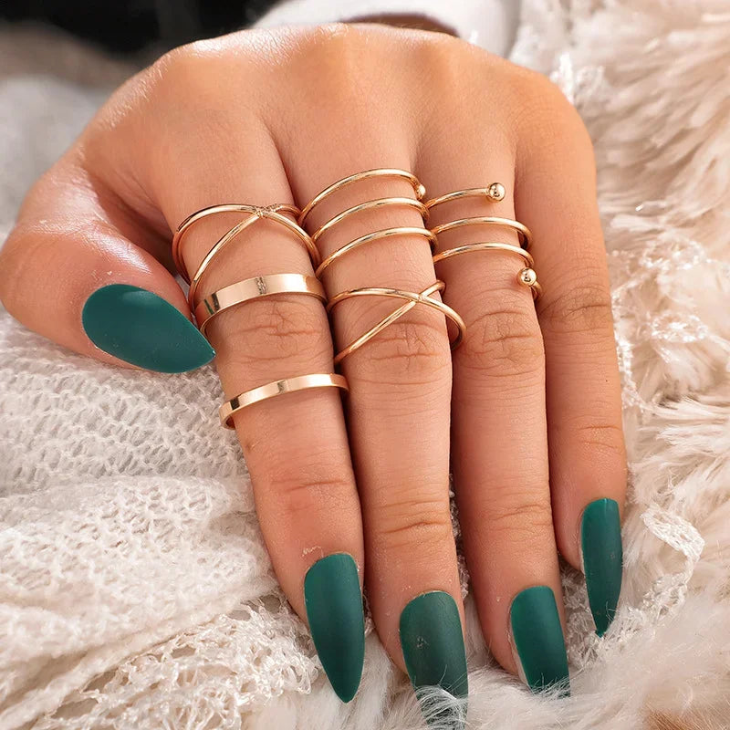 Boho Gold Farbe Herz Ringe Set Für Frauen Vintage Geometrische Kreuz Perle Schmetterling Finger Ringe Weibliche Trendy Schmuck Geschenk