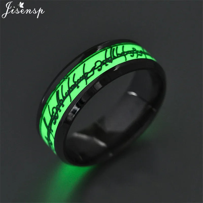 2025, Edelstahl, leuchtend im Dunkeln, Herz-Fingerringe für Männer und Frauen, Punk-Musik, Drache, leuchtender Ring, Paarschmuck, Anel