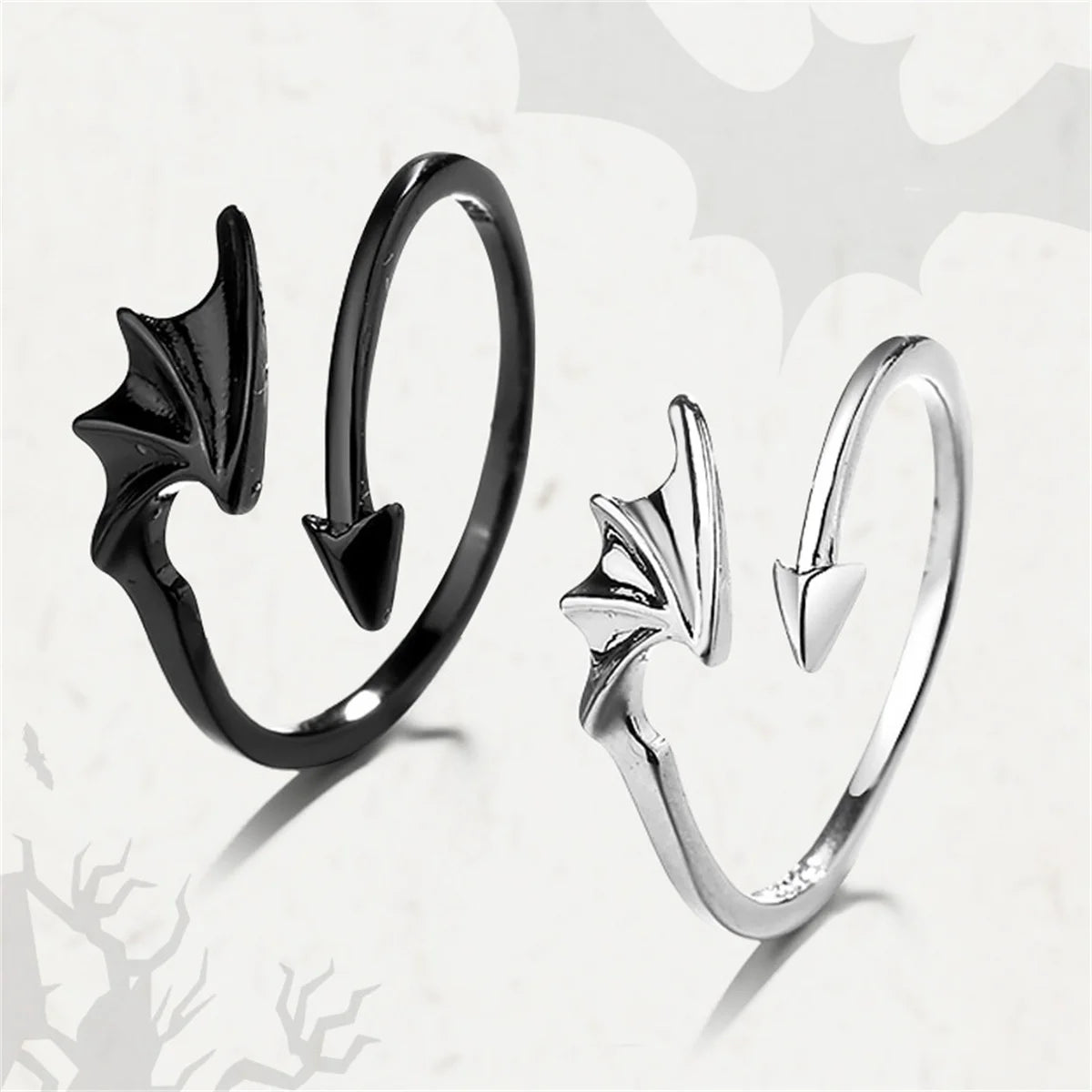 Retro Engel Dämon Flügel Paar Ringe für Frauen Männer Mode kreative Persönlichkeit fliegenden Flügel offenen Ring Set Liebhaber Punk Schmuck