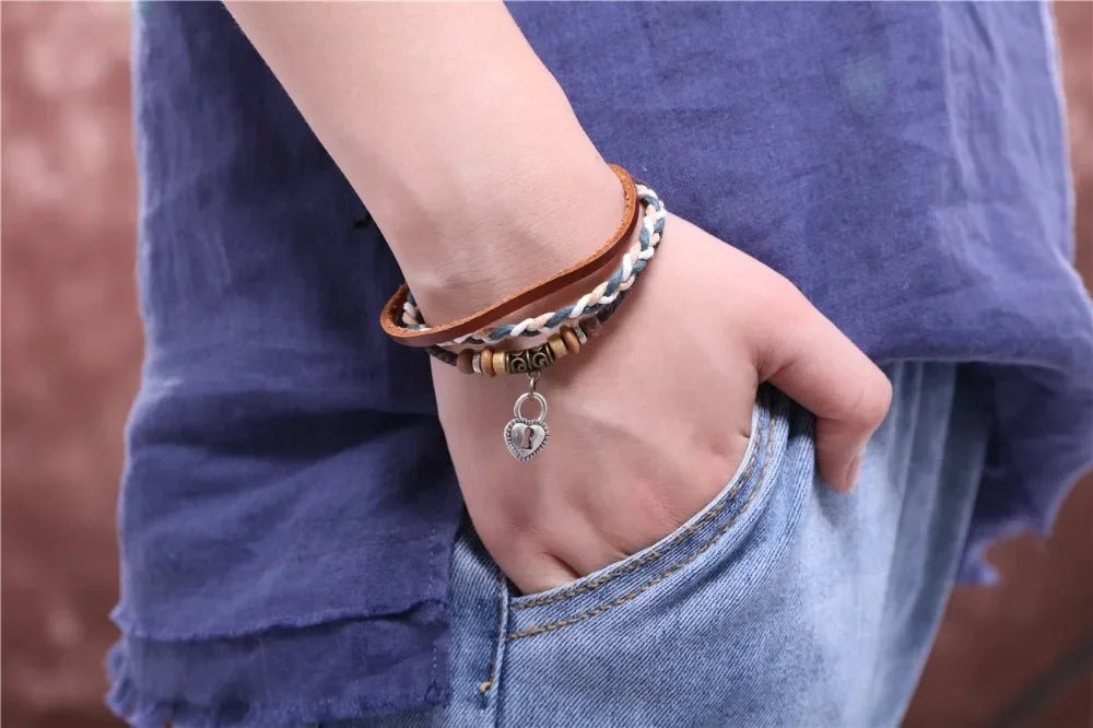 Leder Armbänder für Frauen Männer Schmuck Handgemachte Flügel Charme pulseira masculina pulseira feminina bileklik armband männer femme neue