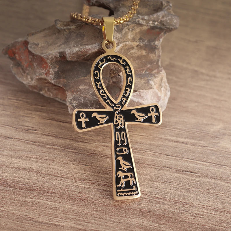 Kreative Retro antike ägyptische Ankh Kreuz Anhänger Halskette für Männer personalisierte Tier Totem Halskette Zubehör Geschenk
