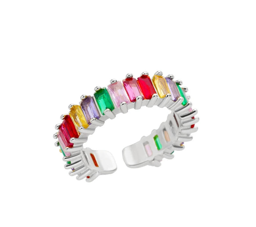 Farbige Kubikzircon Quadrat Ringe Für Frauen Männer Edelstahl Gold Farbe Kristall Hochzeit Ring Luxus Schmuck Geschenk bague femme