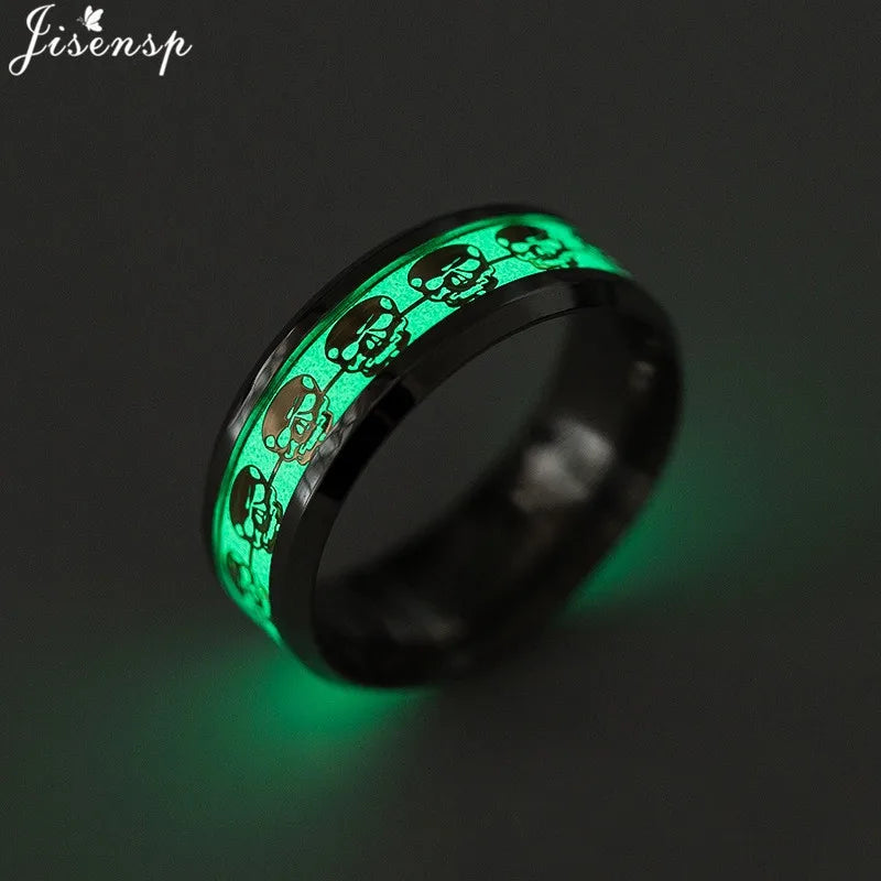 2025, Edelstahl, leuchtend im Dunkeln, Herz-Fingerringe für Männer und Frauen, Punk-Musik, Drache, leuchtender Ring, Paarschmuck, Anel