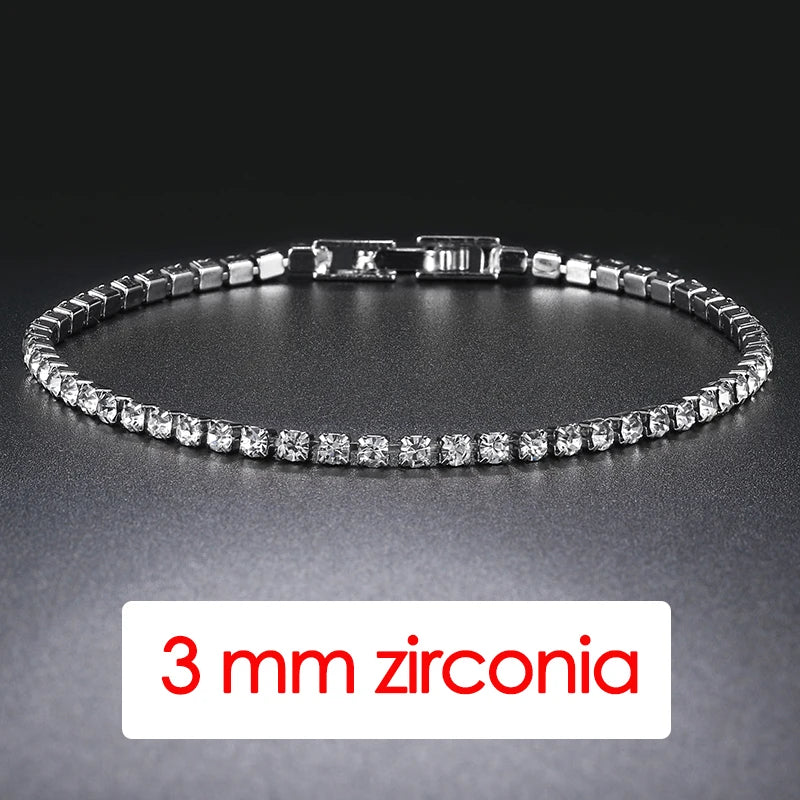 Damen-Tennis-Armband, Hip Hop, trendig, AAA+, Zirkonia, silberfarben, Teenager-Mädchen, Kristallkette an der Hand, Hochzeitsschmuck H086