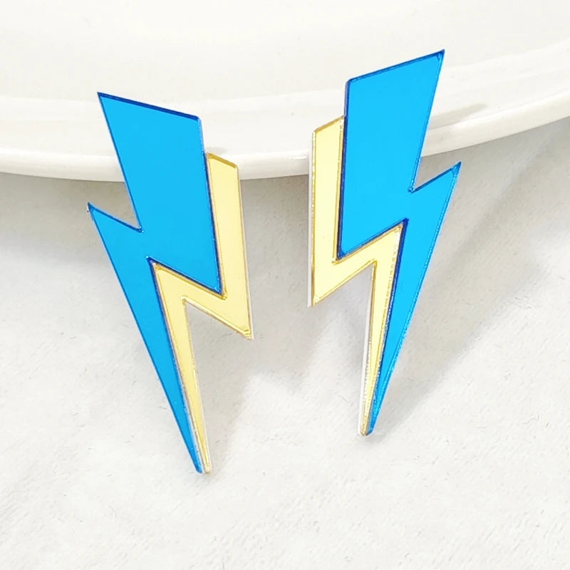 KUGUYS Zweifarbige Blitz-Ohrstecker für Damen, glitzernder Spiegel, Neon-Acryl, Strandschmuck, Sommer-Accessoires