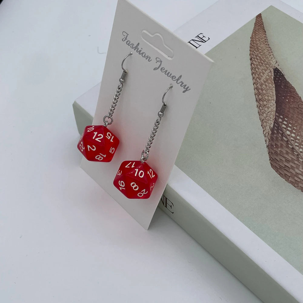 DnD D20 Harz Würfel Ohrringe für Frauen Candy Farbe Geometrische Lange Quaste Ohrring Weibliche Mädchen Partei Schmuck Geschenke