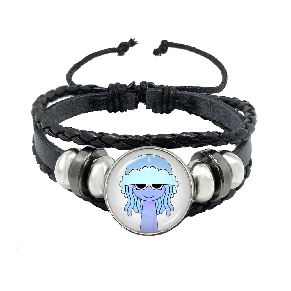 Sprunki Incredibox Anime Cartoon Charakter Leder Seil Armband Kunst Mehrschichtige geflochtene Armbänder Handgefertigte Schmuckzubehör