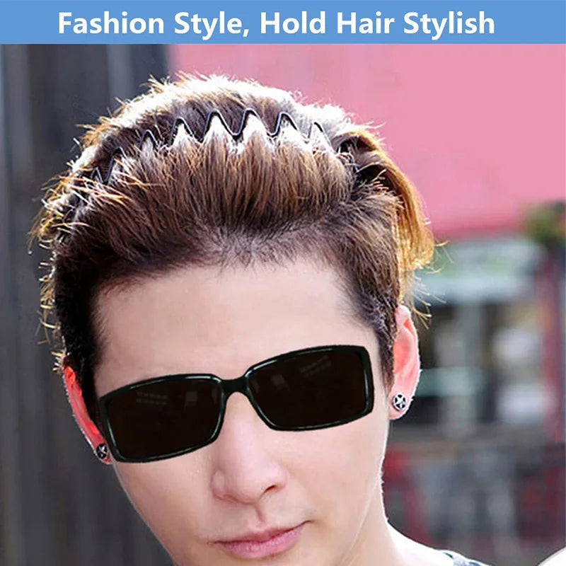 Unisex Schwarz Elastisch Rutschfest Einfache Metall Stirnbänder Für Männer Frauen Welliges Haarband Frühling Haar Hoop Mode Haar Zubehör