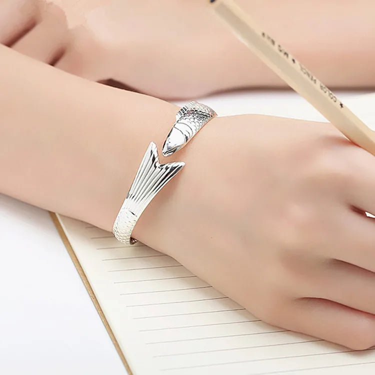 Neue kreative Mode Persönlichkeit Glück Glück Transfer Drachen Armbänder 925 Sterling Silber Schmuck Fisch Armreifen TYB110