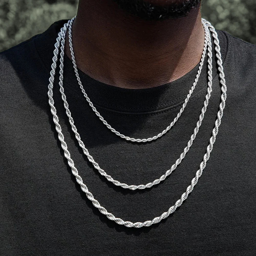 eManco Herren-Twist-Kette, schlichte Kette ohne Anhänger, einfacher Edelstahl, vergoldeter Schmuck, Party-Halsketten in verschiedenen Größen