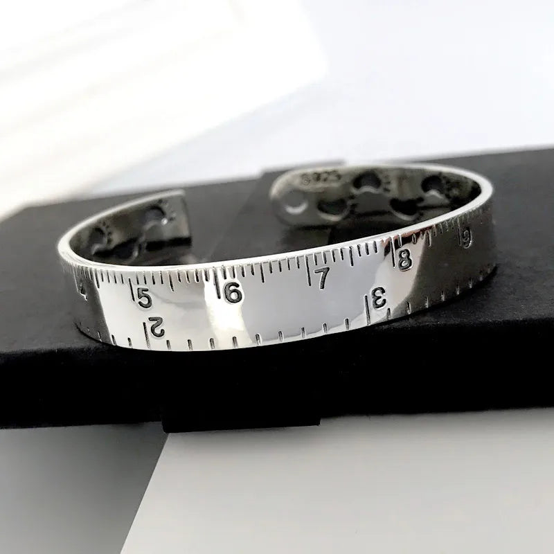Neue Mode Persönlichkeit Lineal Armbänder 925 Sterling Silber Schmuck Kreative Fußabdruck Römische Ziffer Öffnung Armreifen TYB120