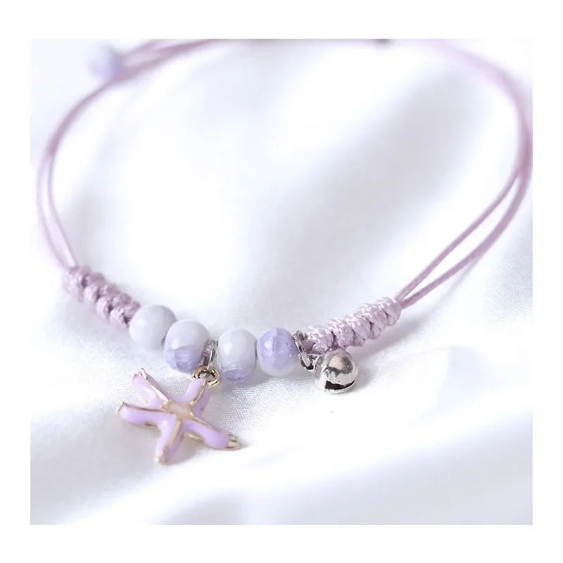Kreative Seestern Muscheln Perle Anhänger Armband Frauen Mädchen Handgemachte Lila Geflochtene Armreif Einstellbar Sommer Sand Geschenke Schmuck