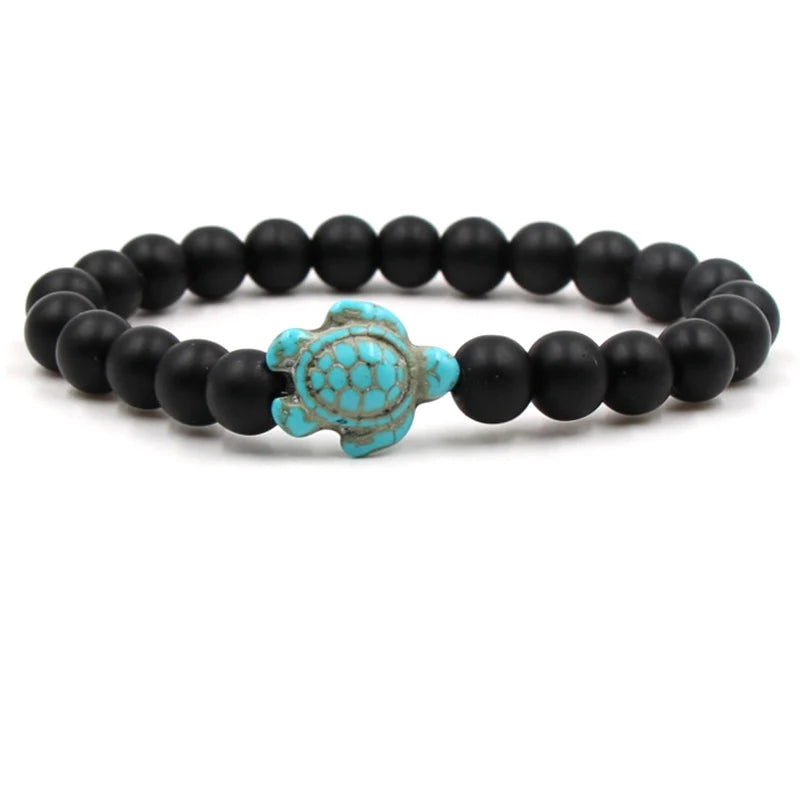 Neue Meeresschildkröte Perlen Armbänder Für Frauen Männer Klassische 14 Farben Naturstein Elastische Freundschaft Armband Strand Schmuck Geschenke