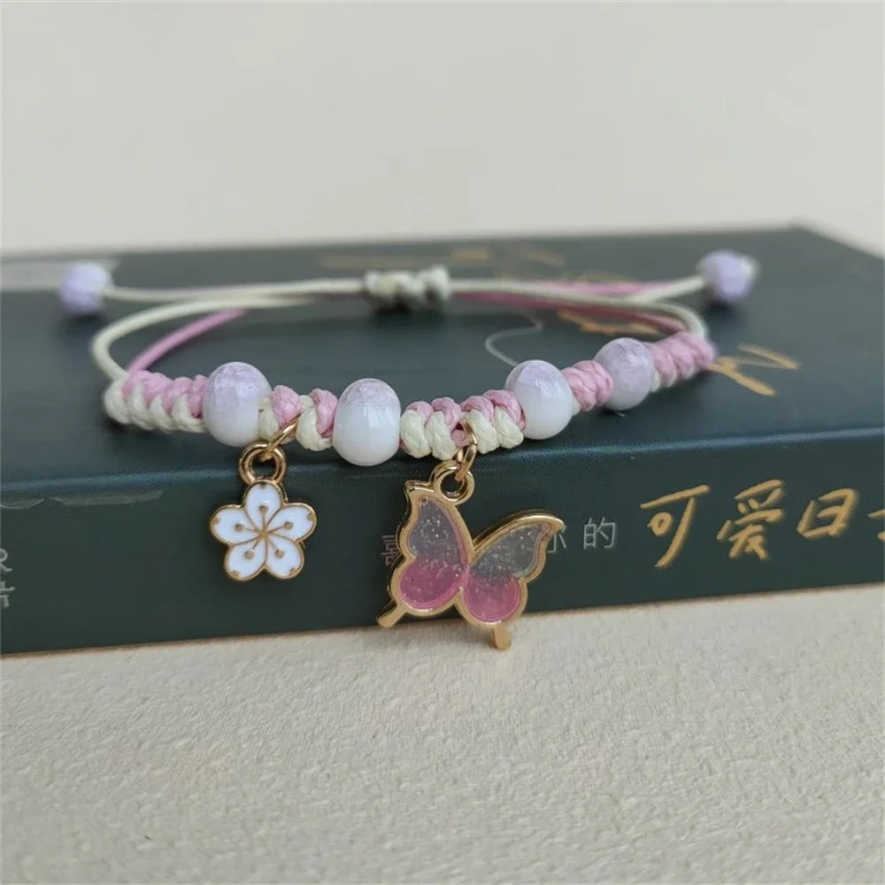 Süße Erdbeere Kirsche geflochtene Handschnur DIY verstellbare rote Seil Armbänder für Mädchen Mode Accessoires Geschenke Schmuck