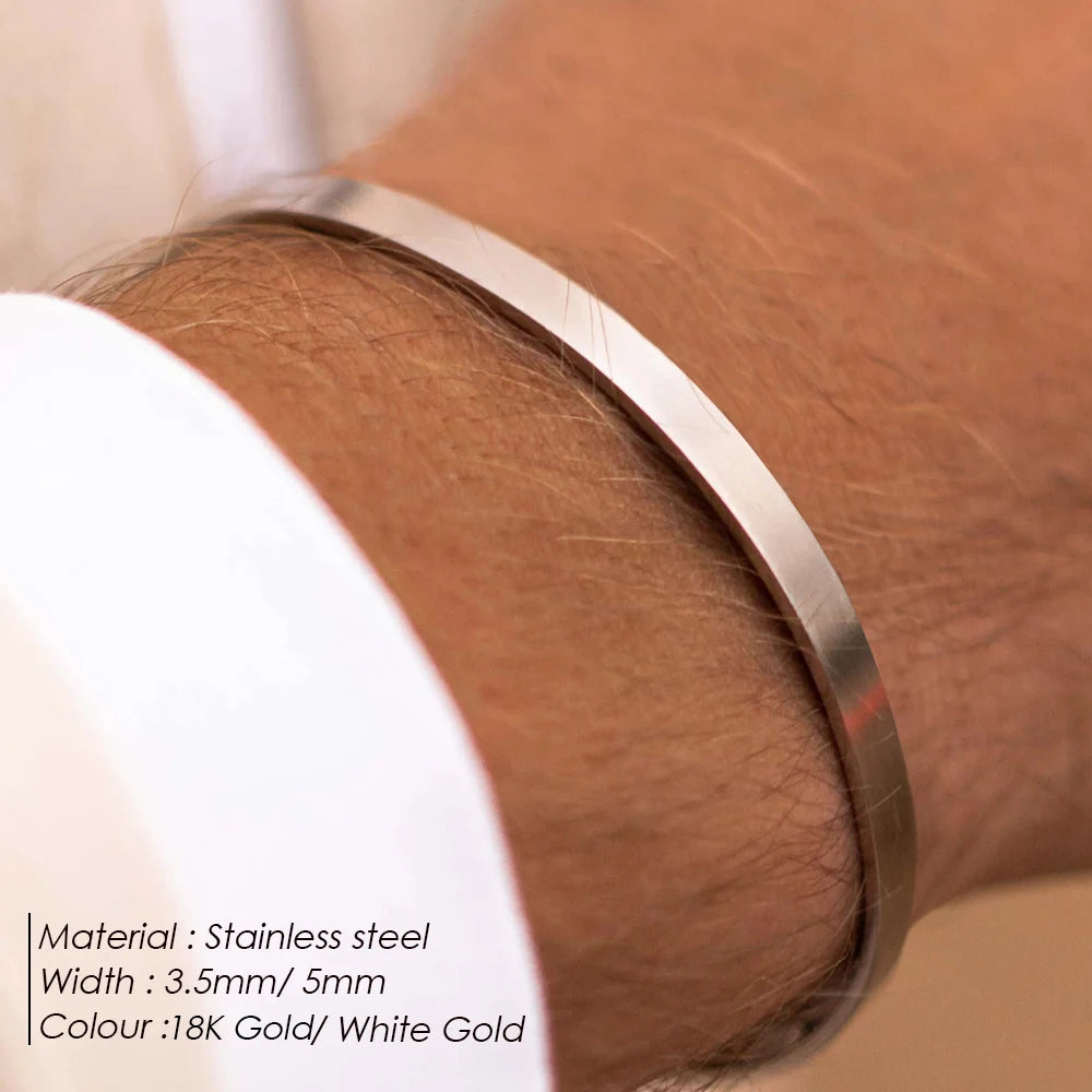 ELANDIS Offener Armreif aus Edelstahl, minimalistischer Herrenschmuck, modisches Platin-Armband, beliebtes Weihnachtsgeschenk für Paare