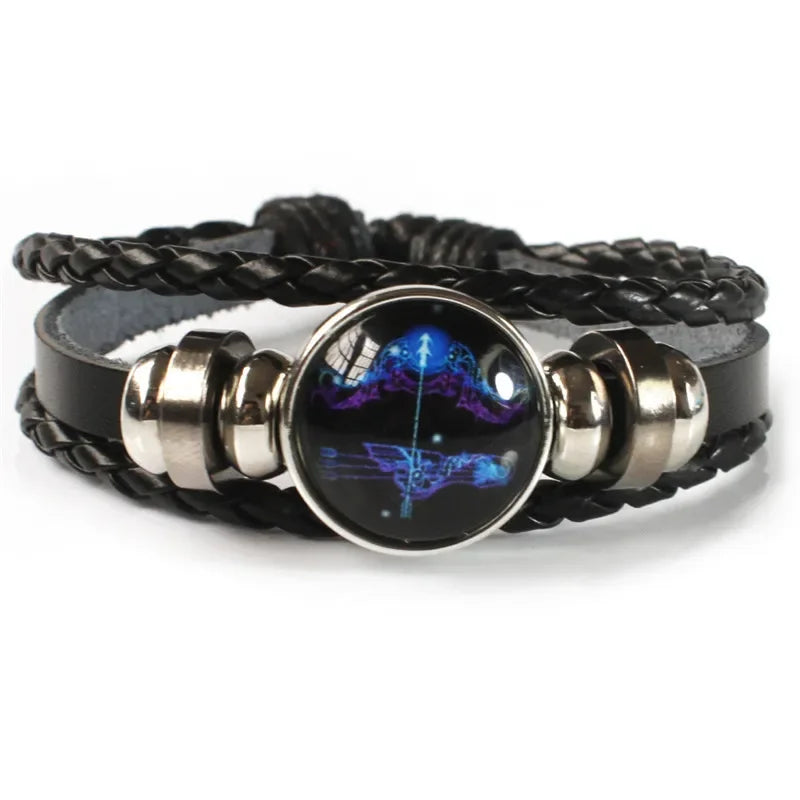 12 Sternzeichen Sternbild Charme leuchtendes Armband Männer Frauen Mode mehr schicht ige Webart Leder Armband & Armreif Geburtstags geschenk