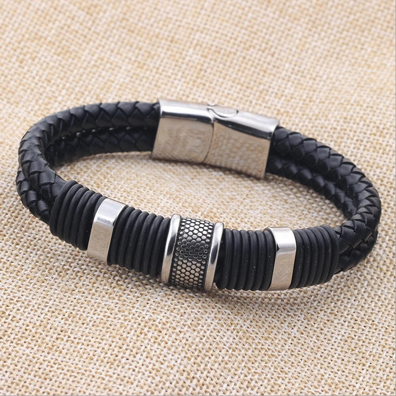 Modisches Perlenarmband aus gewebtem Leder, bezauberndes Herrenarmband, Hip-Hop-Punk-Schmuck, Accessoires, Party-Geschenk, Armreifen für Frauen
