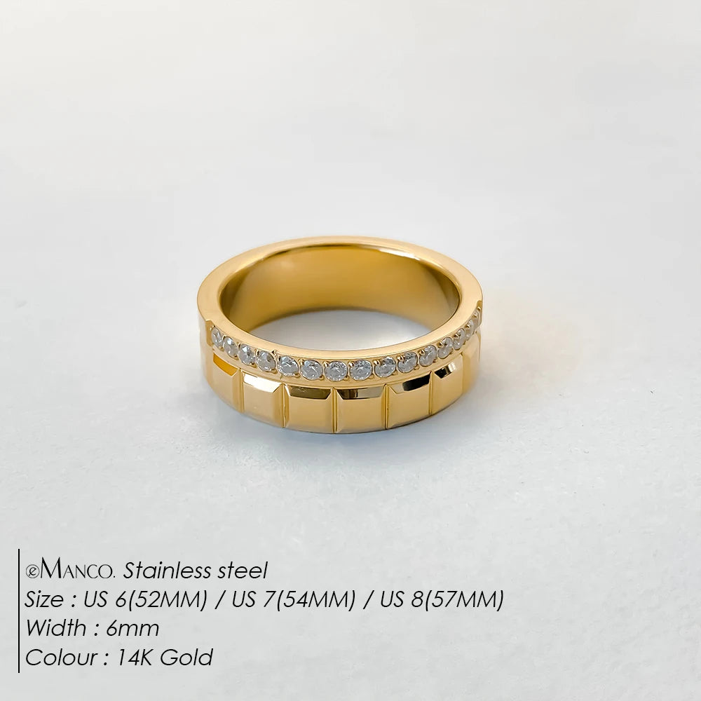 eManco Mode Paar Ringe Trendy Herren Edelstahl Zirkonia Ring Ehering Schmuck Großhandel 48 Stunden Versand