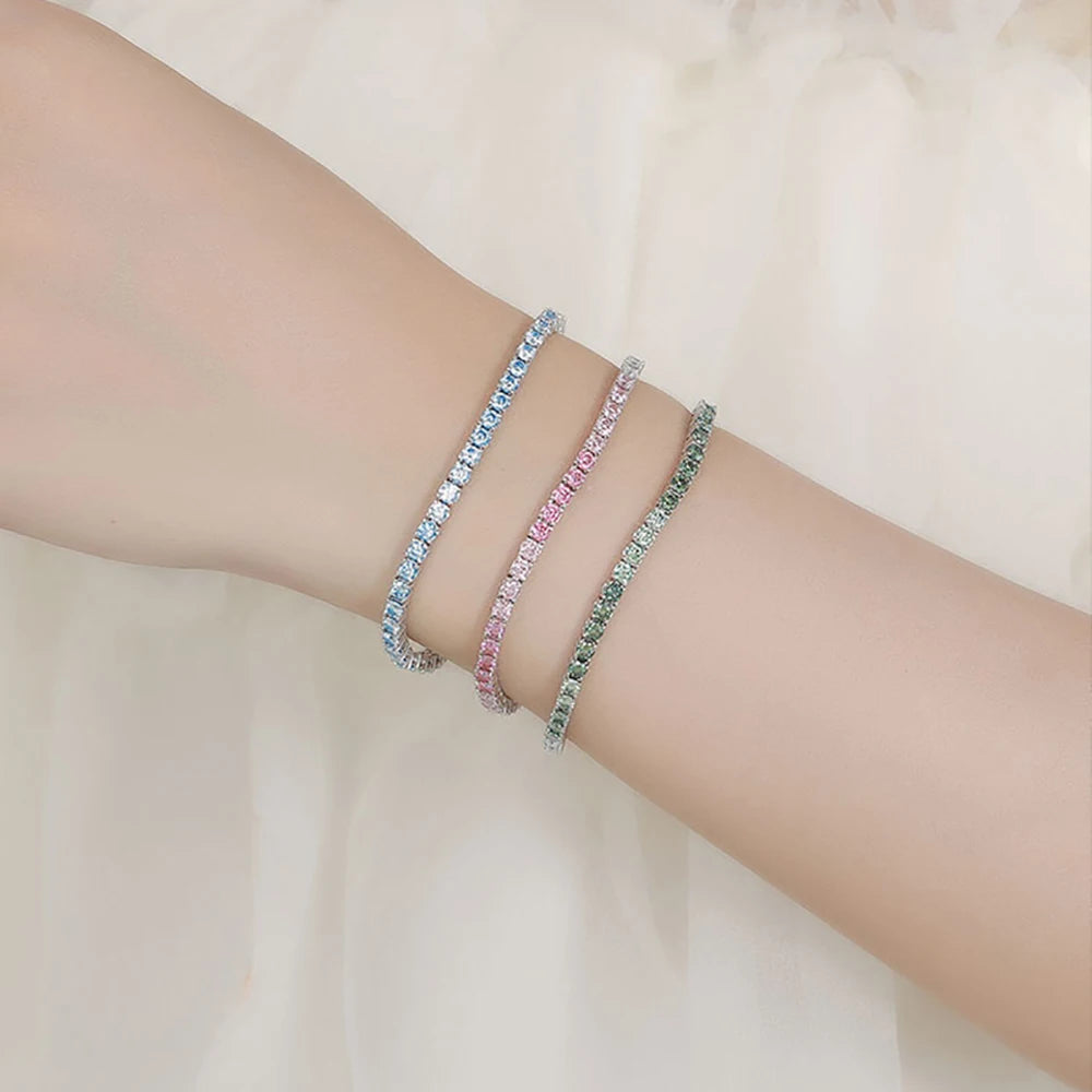 TEMGF Farbverlauf-Moissanit-Armbänder, S925-Sterlingsilber, edler Schmuck für Frauen und Mädchen, einzigartige funkelnde Datum, Geburtstagsgeschenke