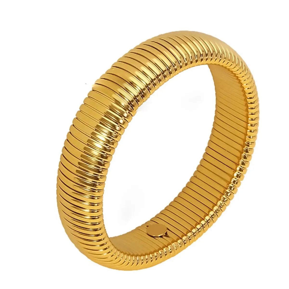Wasserdichtes Edelstahl-Retro-Elastizitäts-Armband aus dickem Metall, poliert, 18 Karat vergoldet, Trend, Mode, Unisex, Schmuck für Männer und Frauen