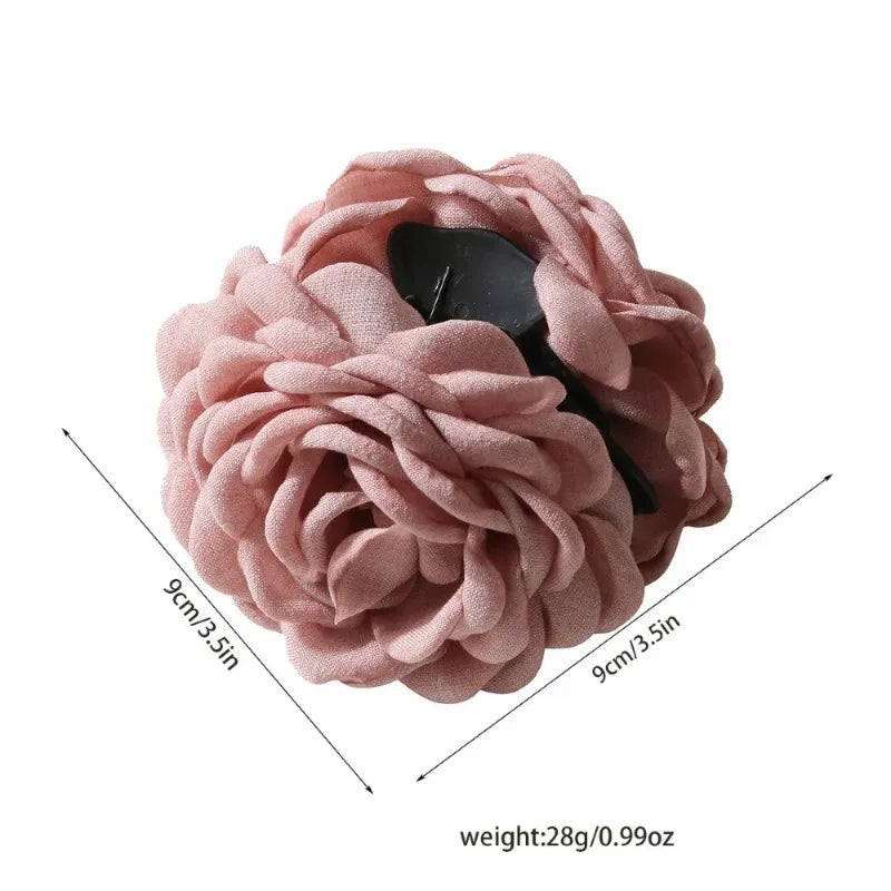 16 Farben Schweiß mittlerer Baumwollstoff Rose Blume Haarklammern für Frauen koreanische Ctach Shark Clamp Haarschmuck 2024