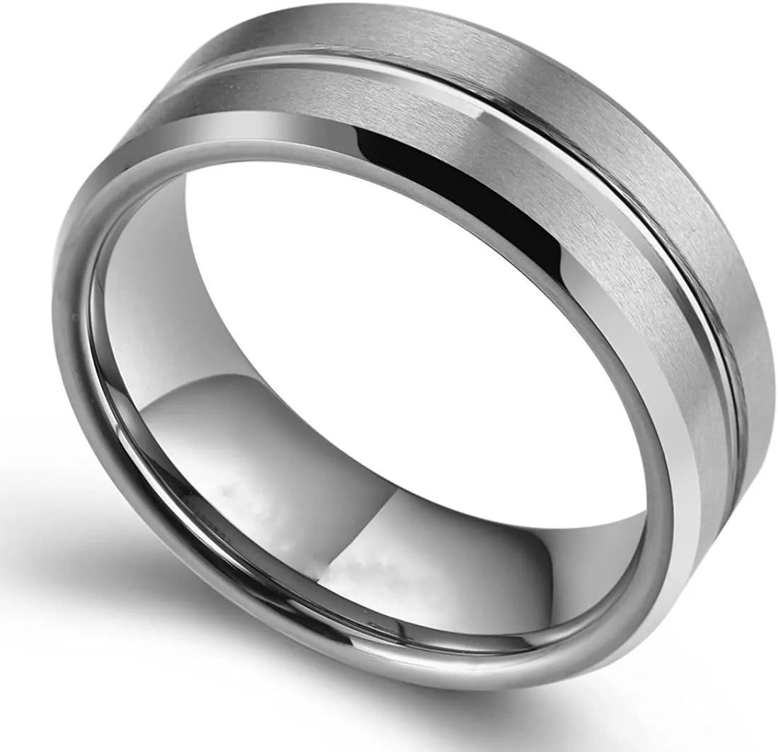 Mode 8mm männer Schwarz Wolfram Hochzeit Band Ringe Schwarz Nut Abgeschrägte Kante Verlobungsring für männer Valentinstag geschenke Schmuck