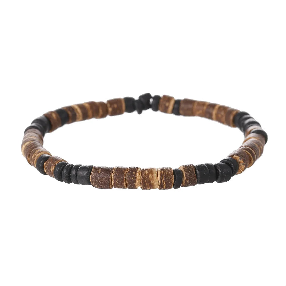 Einfache Retro Holz Perle Männer Armband Böhmischen Blauen Kokosnuss Armband Schmuck Mode Party Zubehör Geschenk
