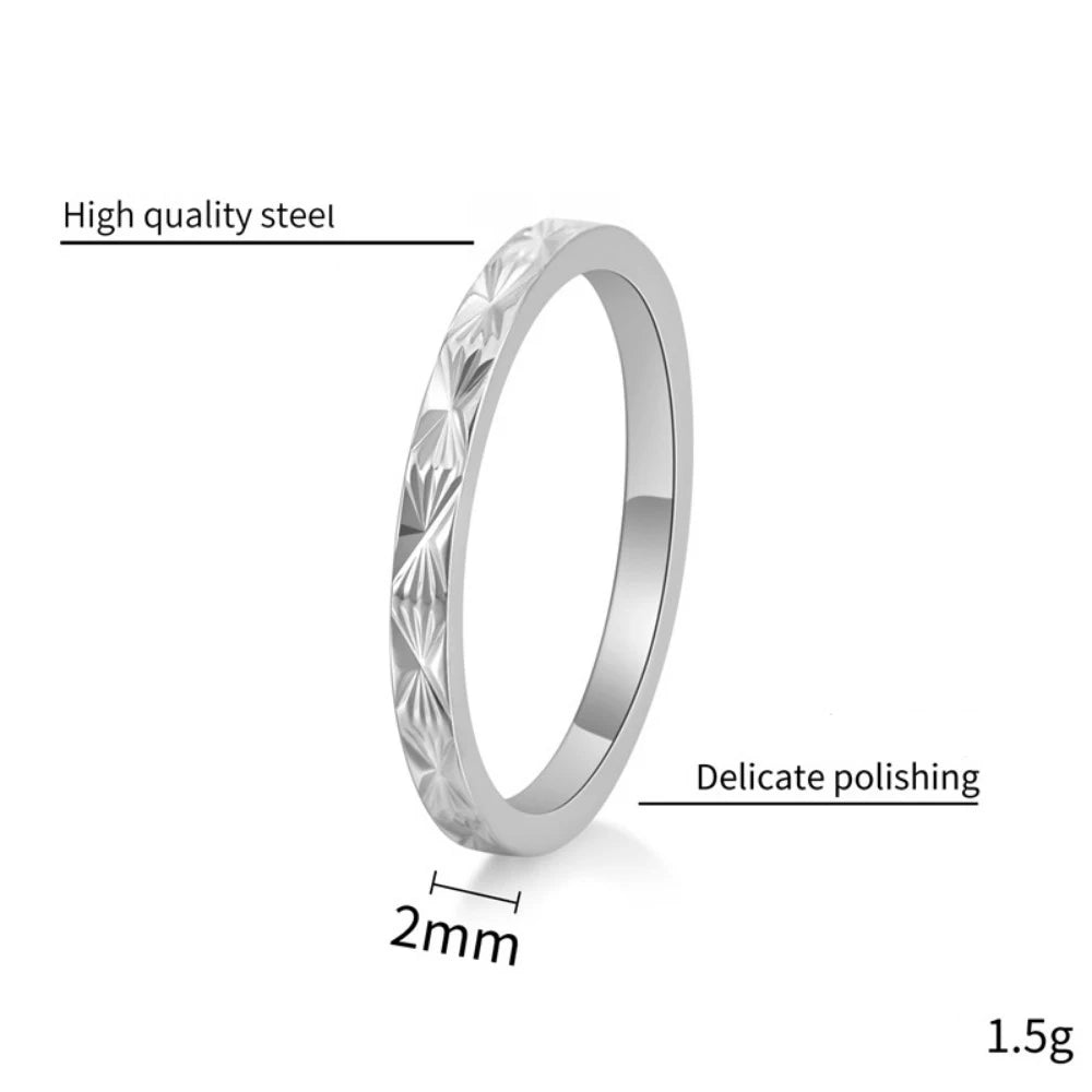 Kolmnsta 2mm Titan Stahl Stapelbare Hochzeit Ringe Für Frauen Minimalistischen Stern Kreuz Gravierte Finger Ring Paar Schmuck Anillos