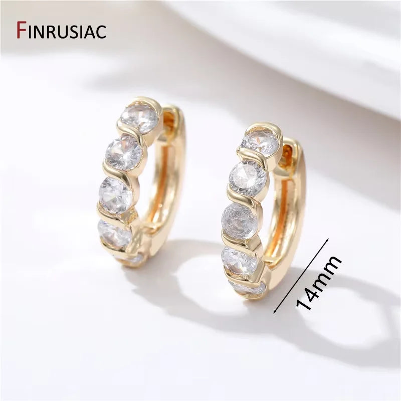 Neue trendige echte vergoldete runde Creolen für Frauen Mädchen Damen große Creolen Gold Kreis Ring Ohrringe Party Geschenk