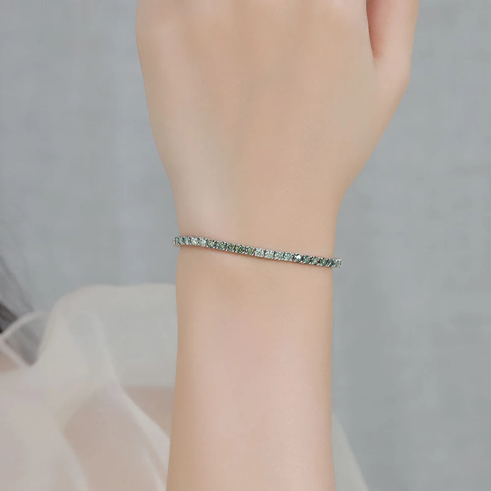 TEMGF Farbverlauf-Moissanit-Armbänder, S925-Sterlingsilber, edler Schmuck für Frauen und Mädchen, einzigartige funkelnde Datum, Geburtstagsgeschenke