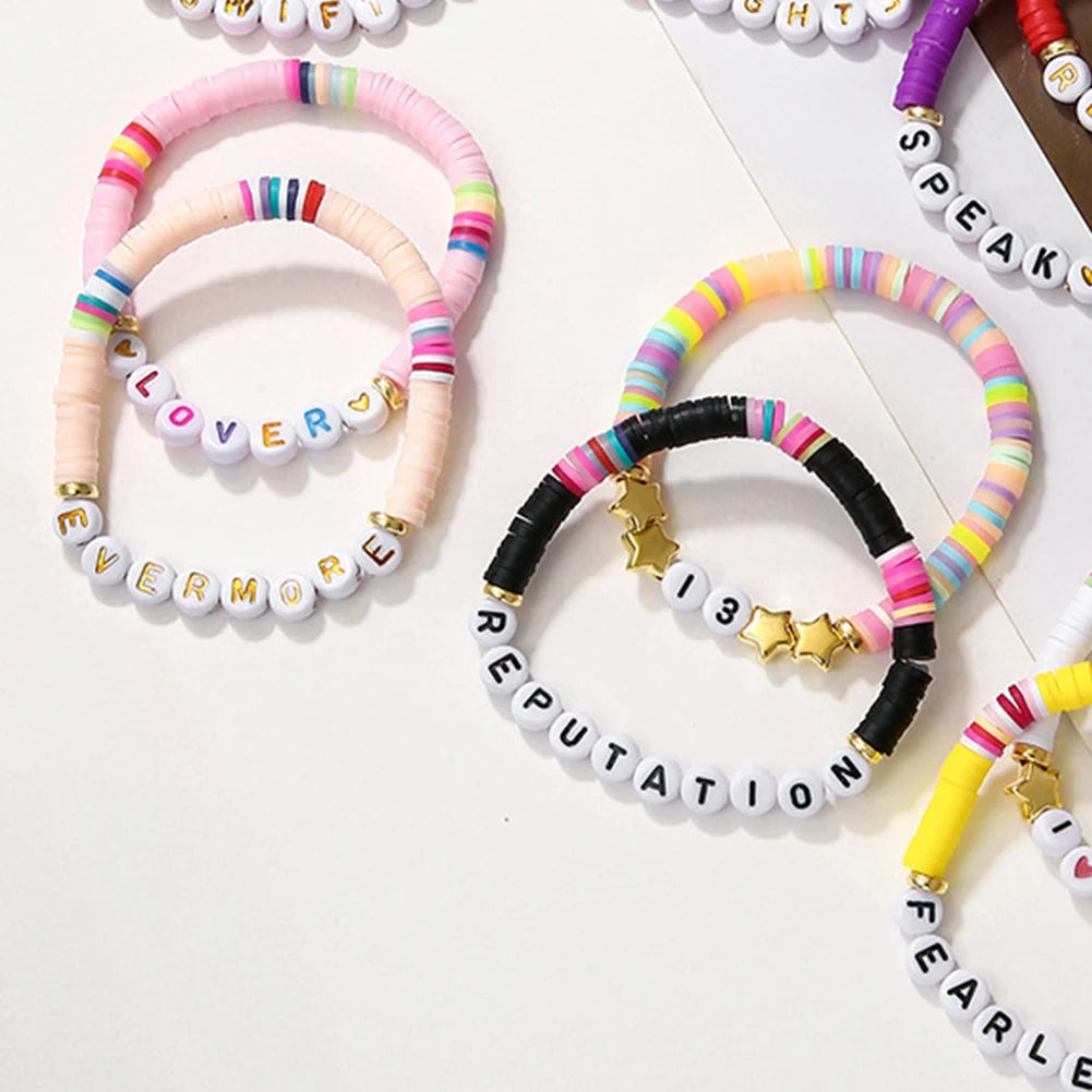 11/14pc bunte Freundschaft bänder für Taylor Swift Fans verstellbares Album inspiriert Armband Stretch Letter Perlen Armbänder