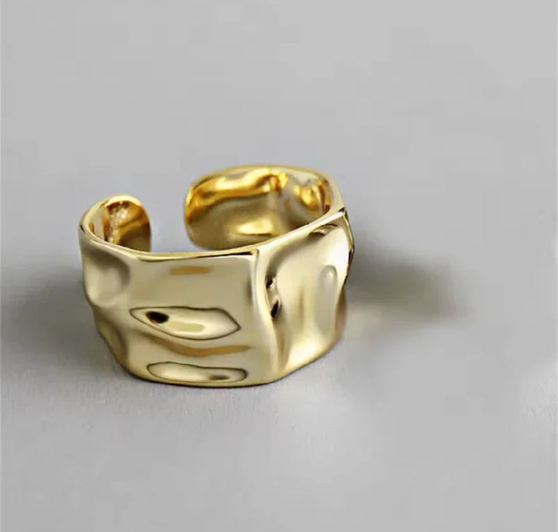 Mode Silber Farbe Unregelmäßige Öffnung Ring Für Frauen Männer Geometrische Breite Punk Ringe Einzigartige Design Finger Schmuck Für Party