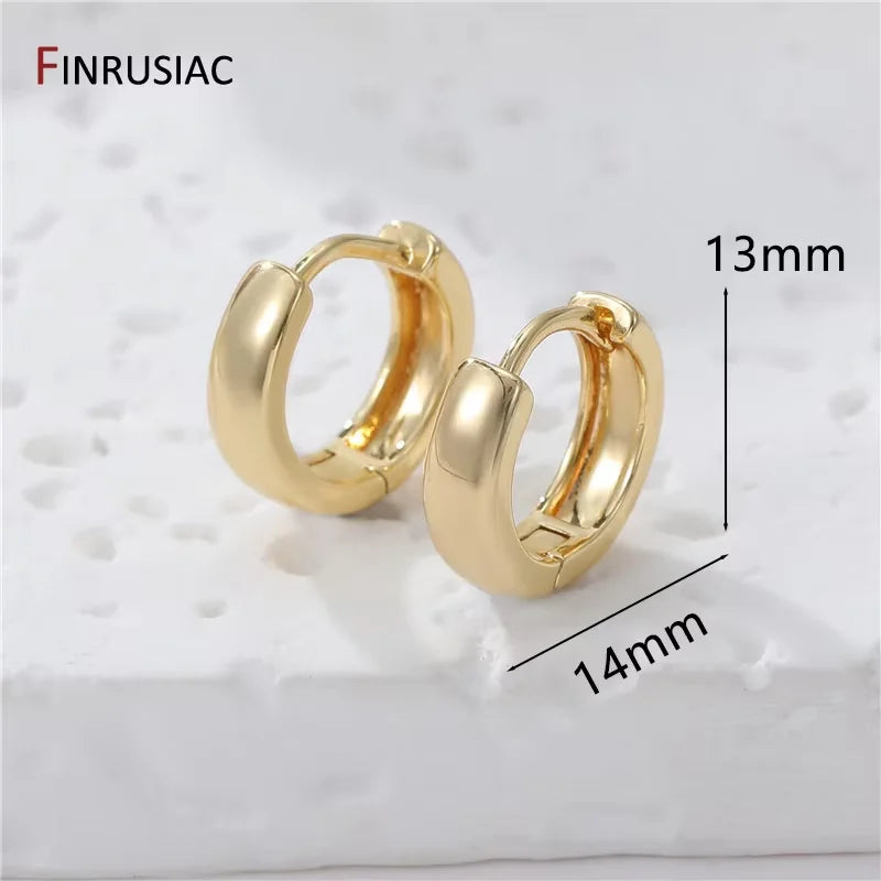 Neue trendige echte vergoldete runde Creolen für Frauen Mädchen Damen große Creolen Gold Kreis Ring Ohrringe Party Geschenk