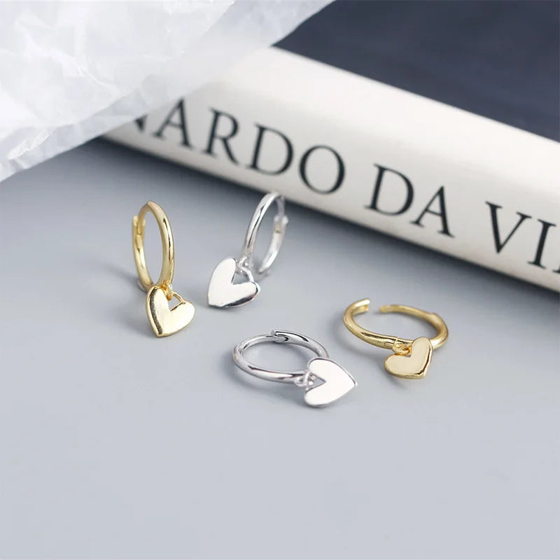 Herz-Quasten-Ohrringe aus 925er-Sterlingsilber, Charm-Anhänger für Damen, vergoldet, kleiner feiner Schmuck, verhindert Allergien, Party-Accessoires, Geschenke