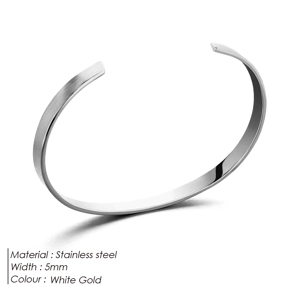 ELANDIS Offener Armreif aus Edelstahl, minimalistischer Herrenschmuck, modisches Platin-Armband, beliebtes Weihnachtsgeschenk für Paare