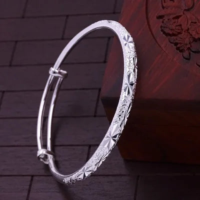 Heiße neue Mode 925 Sterling Silber Armbänder für Frauen Matt glänzende Sterne Armreifen verstellbar Schmuck Hochzeit Party Geschenke