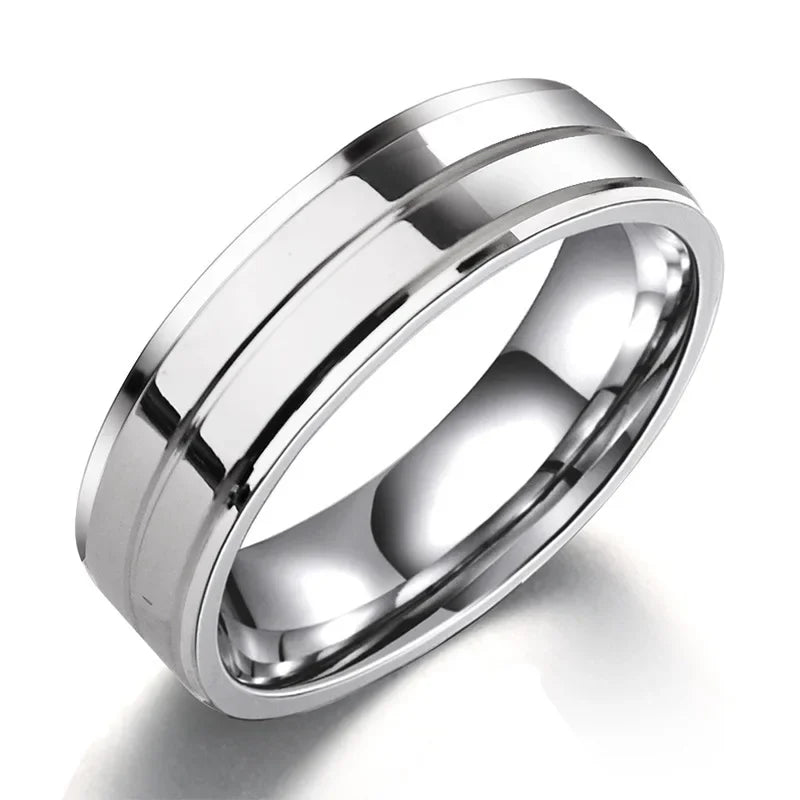 Herren Edelstahl Ringnut Design 6mm Damen ring Titan Stahl Paar Ringe einfacher Hands chmuck