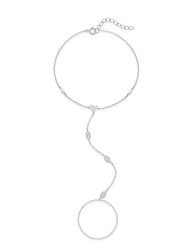 ROXI 925 Sterling Silber Herz/Stern Zirkon Armband mit Finger Design für Frauen Hand Kette Zubehör Party Schmuck Geschenk