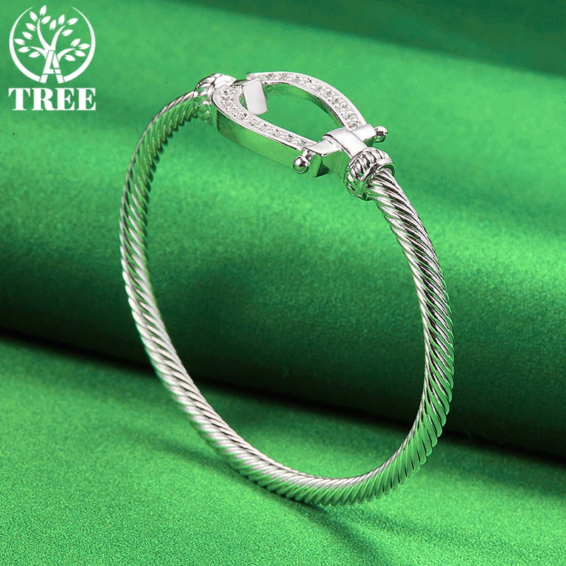 ALITREE 925 Sterling Silber Knoten Seil Armreifen Für Frauen Armreif Mode Geburtstag Hochzeit Schmuck Dame Armbänder Geschenke