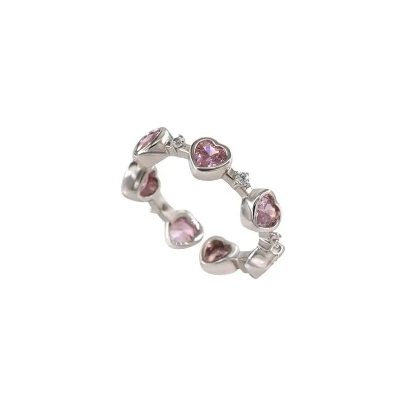 Herz Offene Ringe für Frauen Korea Geometrische Kristall Mondstein Gothic Finger Ring Y2K Zubehör Trendy Ästhetischen Schmuck Geschenk