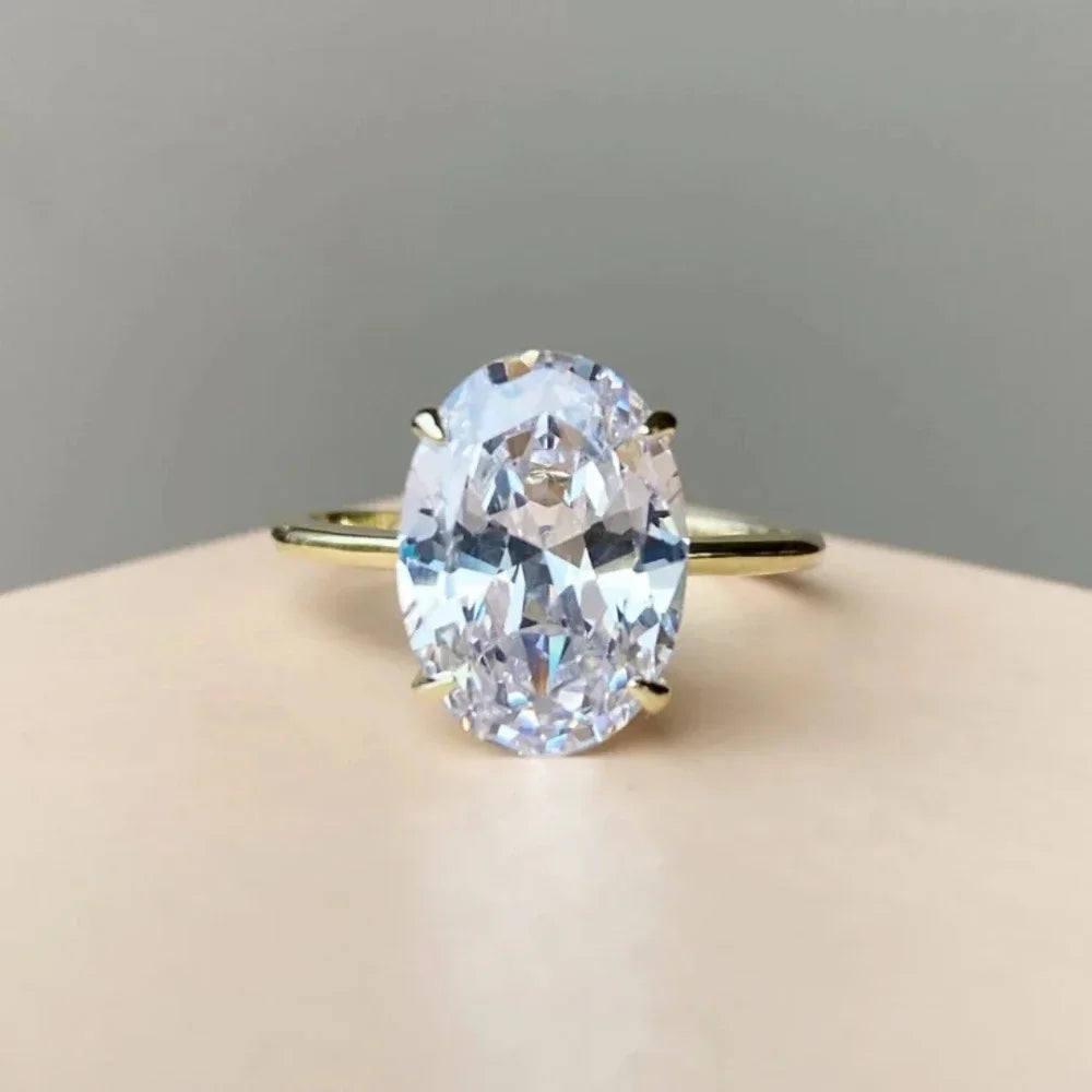 2025, modische, luxuriöse, ovale Original-Edelstahlringe für Frauen, Verlobungsgeschenk, Vorschlag, Schmuck, Braut, Hochzeit