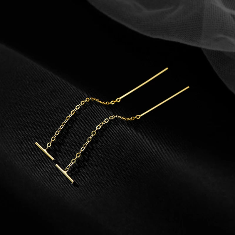 Einfache Geometrische Platz Tropfen Ohrring Für Frauen Koreanische Mode Gold-farbe Linie Lange Quaste Baumeln Ohrringe Partei Schmuck Geschenk
